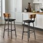 IVEMONT Bar Stools Set of 2 PU Upholstered Breakfast Chairs with Backrest - Rustic Brown