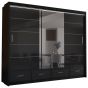 Sliding Wardrobe - CHESHAM 3 Door Mirrored Wardrobe Black 255cm