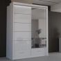Sliding Wardrobe - CHESHAM 2 Door Mirrored Wardrobe White 150cm