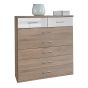 Oak Finish Chest of Drawers - LENORA Medium Chest  7 Drawers