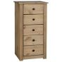 Natural Finish Chest of Drawers - PRESTON Tallboy Small Chest  5 Drawers