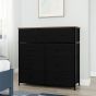 SWANTON Black Fabric Chest of Drawers - Medium-sized, 9 Drawers