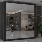 Sliding Wardrobe - CHICAGO II 2 Door Mirrored Wardrobe Black - 180cm