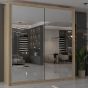 Sliding Wardrobe - CHICAGO II 2 Door Mirrored Wardrobe Oak - 90cm