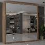 Sliding Wardrobe - CHICAGO II 2 Door Mirrored Wardrobe Walnut - 90cm
