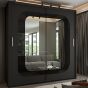 Sliding Wardrobe - COVINA 2 Door Mirrored Wardrobe Black - 150cm