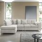 Corner Sofa - DESMOND Jumbo Cord Large 5 Seater L Shaped Sofa - Left Hand Facing - White