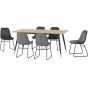 Hamilton Large Dining Set with Lukas Chairs - Oak Effect Black Grey Velvet