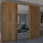 Sliding Wardrobe - DYNASTY 3 Door Mirrored Wardrobe Walnut 250cm