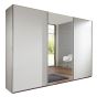 Sliding Wardrobe - ERASMUS 3 Door Mirrored Wardrobe White 270cm