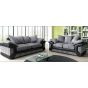 Dino Jumbo Cord Black and Grey Sofa Set