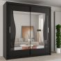 Sliding Wardrobe - HEFFNER 2 Door Mirrored 120cm Wardrobe - Black