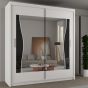 Sliding Wardrobe - HEFFNER 2 Door Mirrored 120cm Wardrobe - White