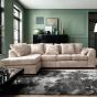 Corner Sofa – HENRY Chenille Fabric 5 Seater L-Shaped Sofa Left Hand Facing - Cream