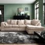 Corner Sofa - HENRY Crushed Chenille Fabric 5 Seater L-Shaped Sofa Right Hand Facing - Cream