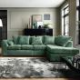 Corner Sofa - HENRY Crushed Chenille Fabric 5 Seater L-Shaped Sofa Right Hand Facing - Rifle Green