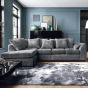 Corner Sofa - HENRY Crushed Chenille Fabric 5 Seater L-Shaped Sofa Left Hand Facing - Dark Grey