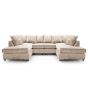 Corner Sofa - HENRY Crushed Chenille Fabric 6 Seater U Shaped Sofa - Cream