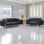 Herron Silver Metal Frame Plush Velvet 3 Seater and 2 Seater Sofa Set - Black