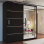 Sliding Wardrobe - KEYNES 2 Door Mirrored Wardrobe Black - 180cm