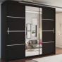 Sliding Wardrobe - KEYNES 3 Door Mirrored Wardrobe Black 250cm