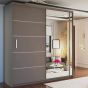 Sliding Wardrobe - KEYNES 2 Door Mirrored Wardrobe Grey - 180cm