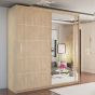 Sliding Wardrobe - KEYNES 2 Door Mirrored Wardrobe Oak - 180cm