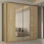 Sliding Wardrobe - LISBANE 2 Door Mirrored Wardrobe Oak - 203cm