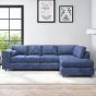 LORVANI Fabric Large 5 Seater L Shaped Fullback Corner Sofa - Midnight Blue, Right Hand Facing