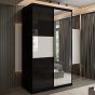 Sliding Wardrobe - MONCLER 2 Door Mirrored Wardrobe Black - 120cm