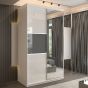 Sliding Wardrobe - MONCLER 2 Door Mirrored Wardrobe White - 120cm