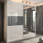 Sliding Wardrobe - MONCLER 2 Door Mirrored Wardrobe White - 200cm
