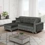 Corner Sofabed - STANLEY Velvet Fabric 3 Seater L Shaped Left Hand Facing - Grey