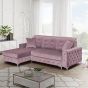 Corner Sofabed - STANLEY Velvet Fabric 3 Seater L Shaped Left Hand Facing - Pink