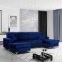 Stanley Metal Legs U-Shape Large Sofabed with Ottoman Storage - Blue