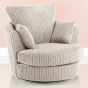 Desmond Jumbo Cord Upholstered Swivel Chair - Cream