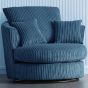Desmond Jumbo Cord Upholstered Swivel Chair - Marine Blue