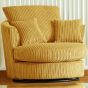 Desmond Jumbo Cord Upholstered Swivel Chair - Mustard