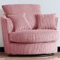 Desmond Jumbo Cord Upholstered Swivel Chair - Pink