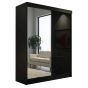 Sliding Wardrobe - TEXAS 2 Door Mirrored Wardrobe Black - 120cm