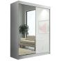 Sliding Wardrobe - TEXAS 2 Door Mirrored Wardrobe White 120cm