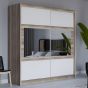 Windsor Sliding Door Mirror 203cm Wardrobe - Oak Canyon and White