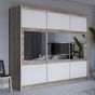 Windsor Sliding Door Mirror 250cm Wardrobe - Oak Canyon and White