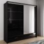 Warrington Sliding Door 208cm Mirror Wardrobe with 2 Drawers - Black
