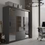 Kinross ii Sliding Door Squares Design 203cm Mirror Wardrobe - Graphite