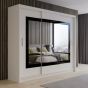 Hampstead Sliding Door 250cm Wardrobe with Mirror - White and Grey
