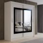 Hampstead 203cm Sliding Door Wardrobe with Mirror - White and Grey