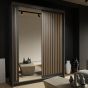 Sliding Wardrobe - ZEUS 2 Door Mirrored Wardrobe Black 150cm