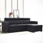 Corner Sofabed - WREXHAM Fabric 3 Seater L Shaped Sofa - Black