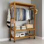 YAVONTE Clothes Stand Heavy Duty Wooden Garment Rack with Wheels - Natural
